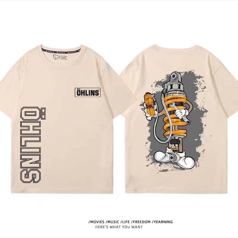 

Fashion Cotton OHLINS Motorcycle Shock Absorber Modified T-shirt Clothes Casual Trendy Brand Men Women Car Club Short Sleeves 4XL