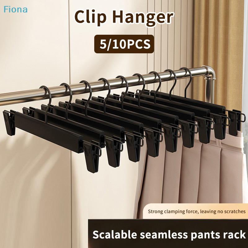 Non-Slip Plastic Clip Hangers for Pants & Skirts,Heavy-Duty Clothes Hangers with Adjustable Clips (5/10 Packs Available)