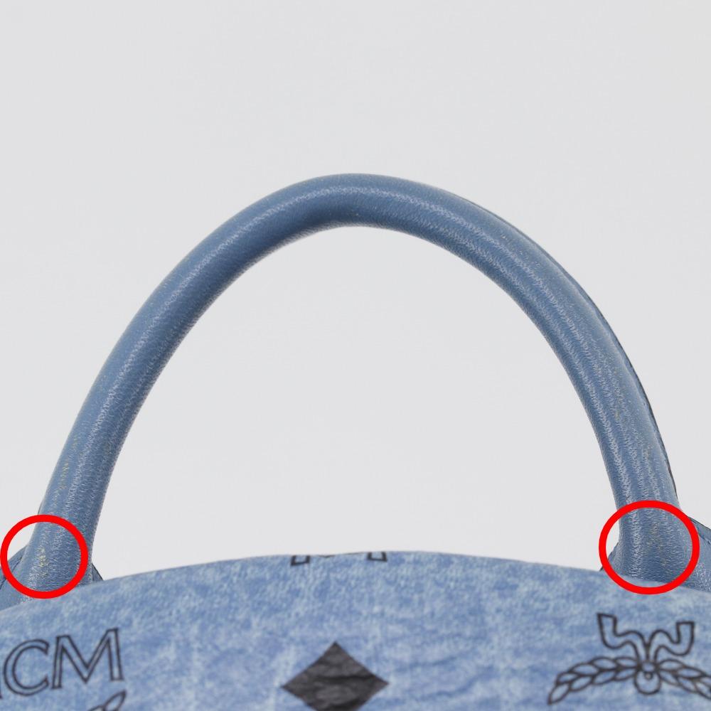 MCM Stark Backpack Daypack Logogram studs light blue leather Women Used