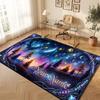 Mushroom Forest Theme Crystal Velvet Floor Rug Personalized Custom Name Text Warm Carpet Home Decoration