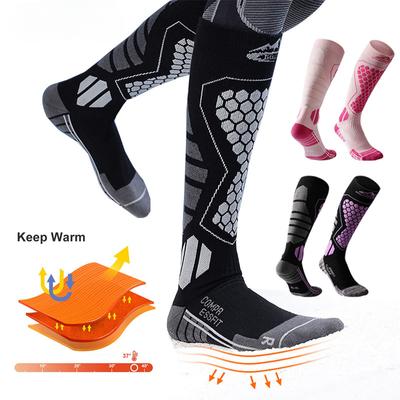1 Paar Woll-Skisocken für Herren und Damen zum Skifahren und Snowboarden, kniehohe Thermo-Wintersocken mit warmer Sportfunktion