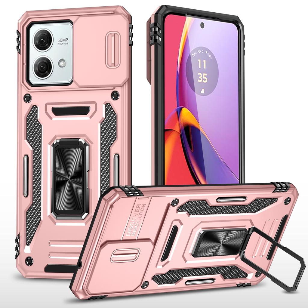 Armor Series For Motorola Moto G84 5G Case Slide Lens Lid PC+TPU Kickstand Phone Cover