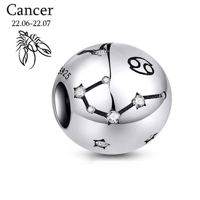 Brand New Copper Metal 12 Constellation Zodiac Round Bead Components Compatible With Authentic Original Pendant Bead Component Bracelet High Quality