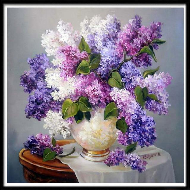 Pittura diamante 5D Fai da te Paesaggio Fiore Colore Rosa Ricamo diamante Ricamo diamante