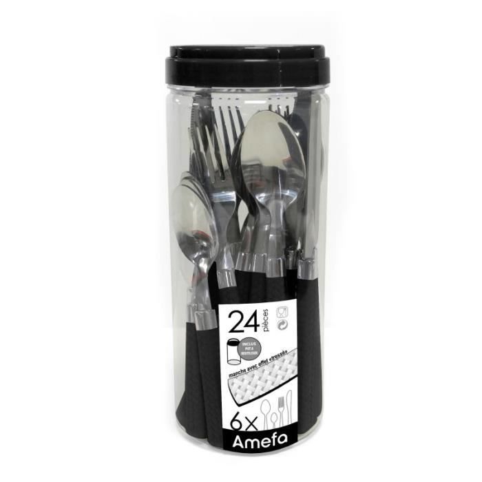 Paille noir - ménagère 24 pièces