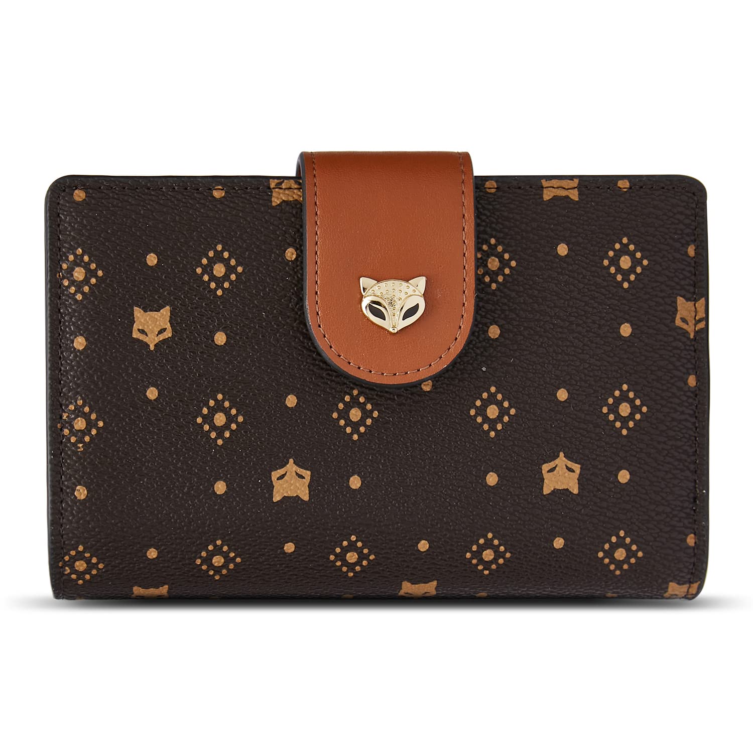 

FOXLOVER Women s Bifold Long Wallet in PVC with Large Zipper, Large Capacity, and Coin Purse, Made by Top Leather Craftsmen (Brown 1)