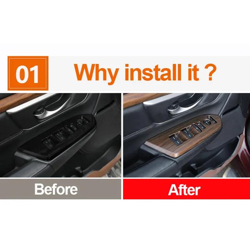 ABS Car Window Glass Lift Switch Button Trim Cover For Honda CRV CR-V 2017 2018     Hybrid Interior Accessories