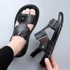 Fashion Men Summer High-quality Sandals and Slippers Men Leather Sandals Adult Thick-soled Beach Shoes Non-slip Open-toe Leather Sandals