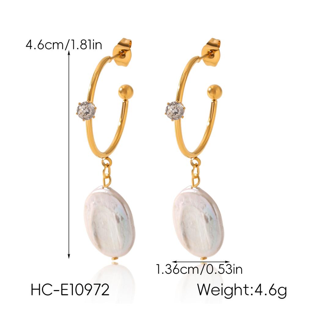 Natural Freshwater Pearl Earrings, Light Luxury High-end Stainless Steel Studs, Irregular Pearl Jewelry