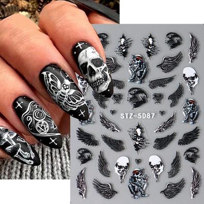 1 hárkové nálepky na nechty 5D Halloween Dark Devil's Eye Sky Wing Bezpečné Ohromujúce nálepky na nechty pre krásne nechty