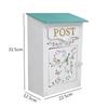 Flower Pattern Mailbox Rectangle Wall Mounted Outdoors Courtyard Opinion Box Metal Ironwork European Retro Style Wall Decoration
