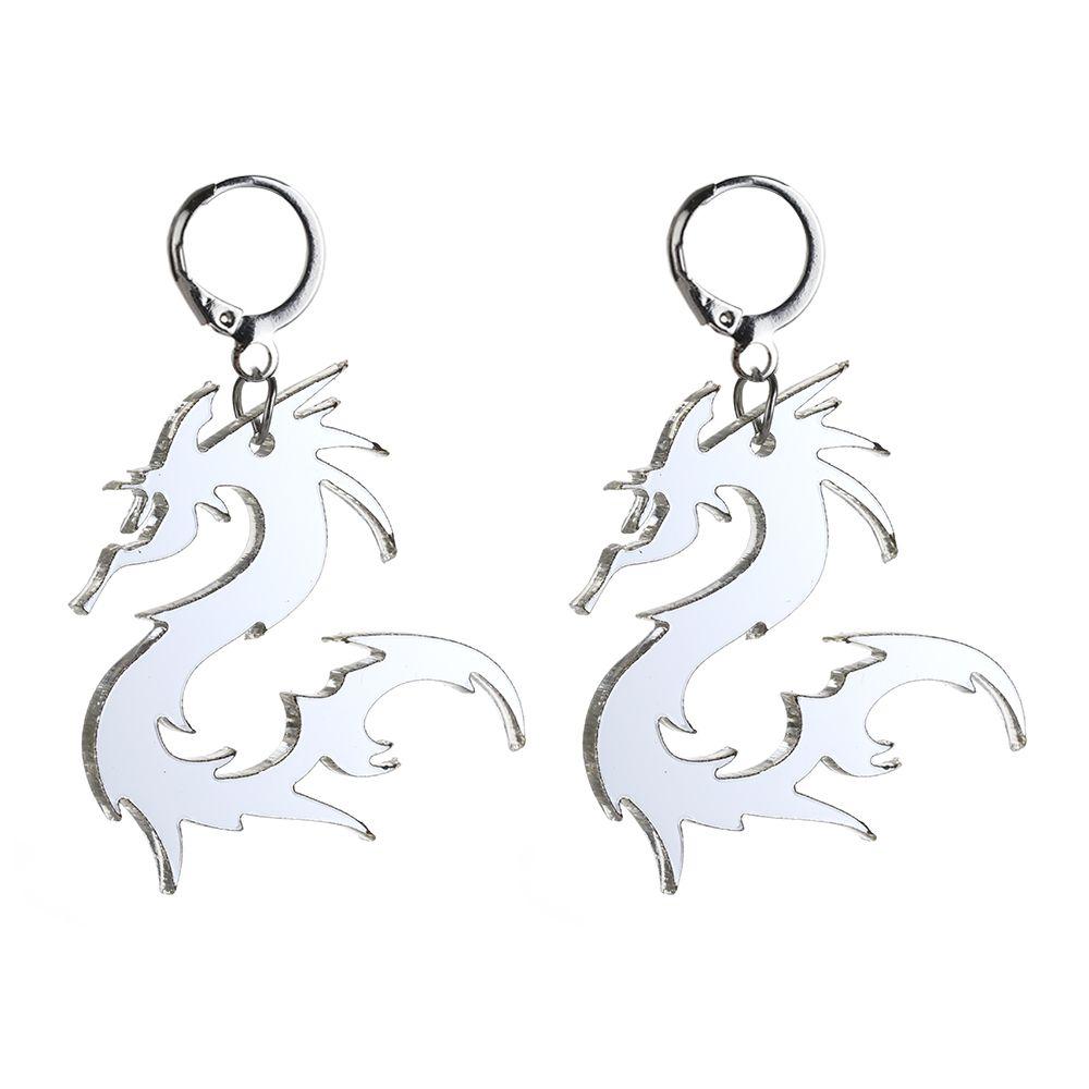 Jewelry Cool Mirror Surface Acrylic Darts Hoop Earrings Dragon Pattern Dragon Earrings Totem