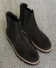 Joenshoe Hancock Round Worker Suede Zipper Chelsea Boots Dark Brown