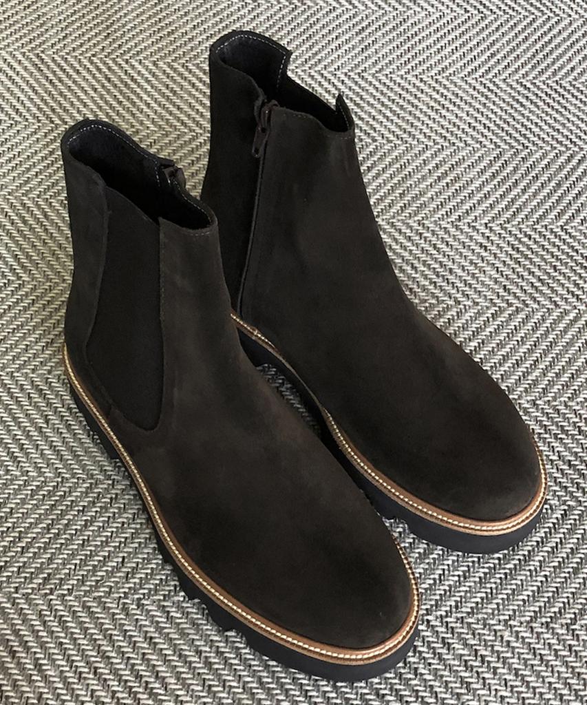 Joenshoe Hancock Round Worker Suede Zipper Chelsea Boots Dark Brown