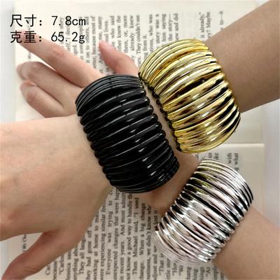Mode Neu Übertreibung Elastisch Einfarbige Minimalistisch Dickes Metall Punk Manschettenarmband Damen Charm Punk Elastisch Breites Armreif