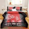 2/3pcs Japanese Black White Ink Style Samurai Sword Red Sakura 3D Print Duvet Cover Set 1 Duvet Cover 1/ 2 Pillowcase