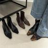 French retro niche leopard print short boots for women 2025 autumn and winter new boots French thin boots low heel short boots for women