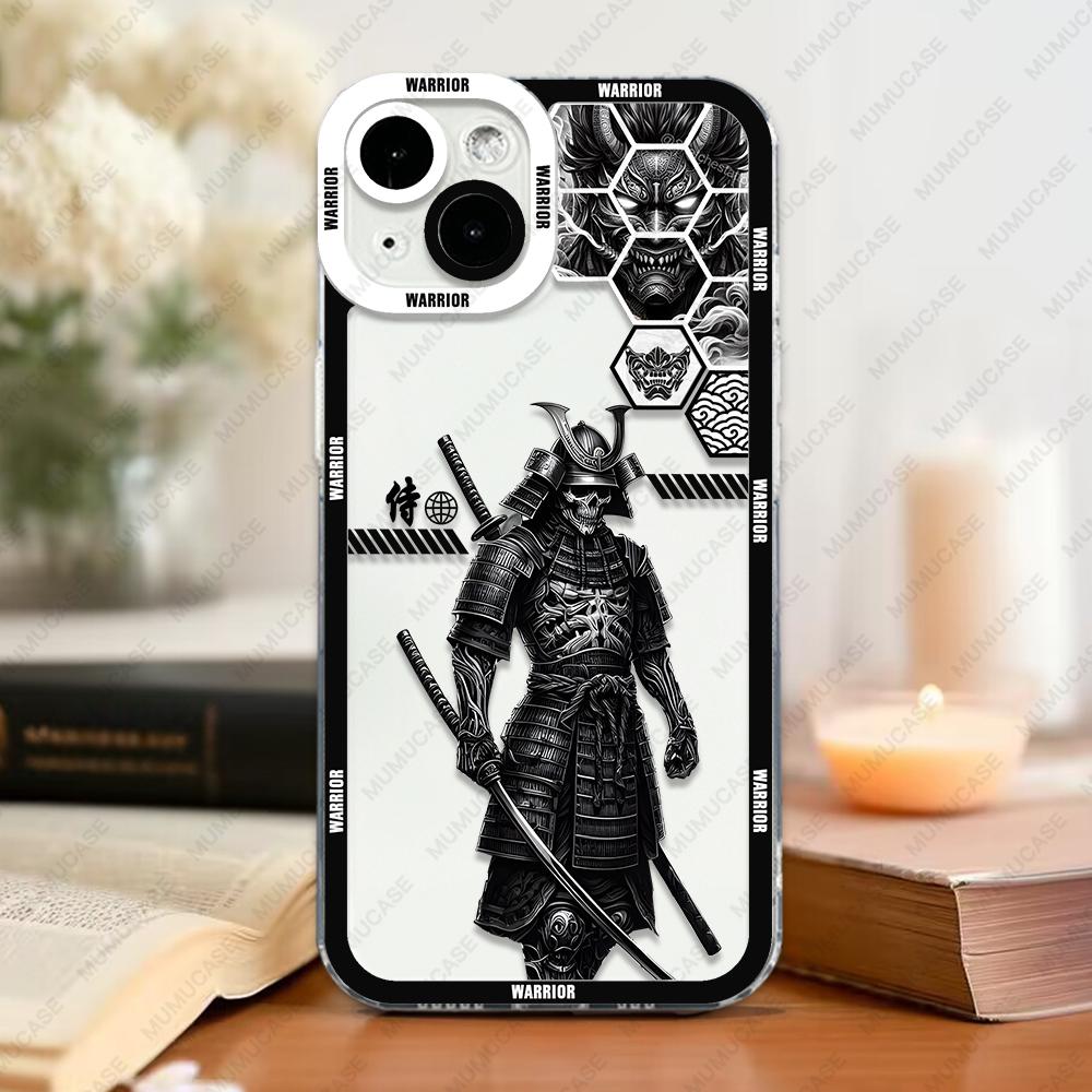 

Japanese Samurai Art Phone Case For Samsung S25 S24 S23 S22 S21 S20 FE Note20 Note10 Plus Ultra Lite 5G Clear Soft TPU Cover Samsung S24 FE 5G