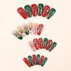 Medium Christmas Square Nail Tips: Santa Claus & Snowflake Design