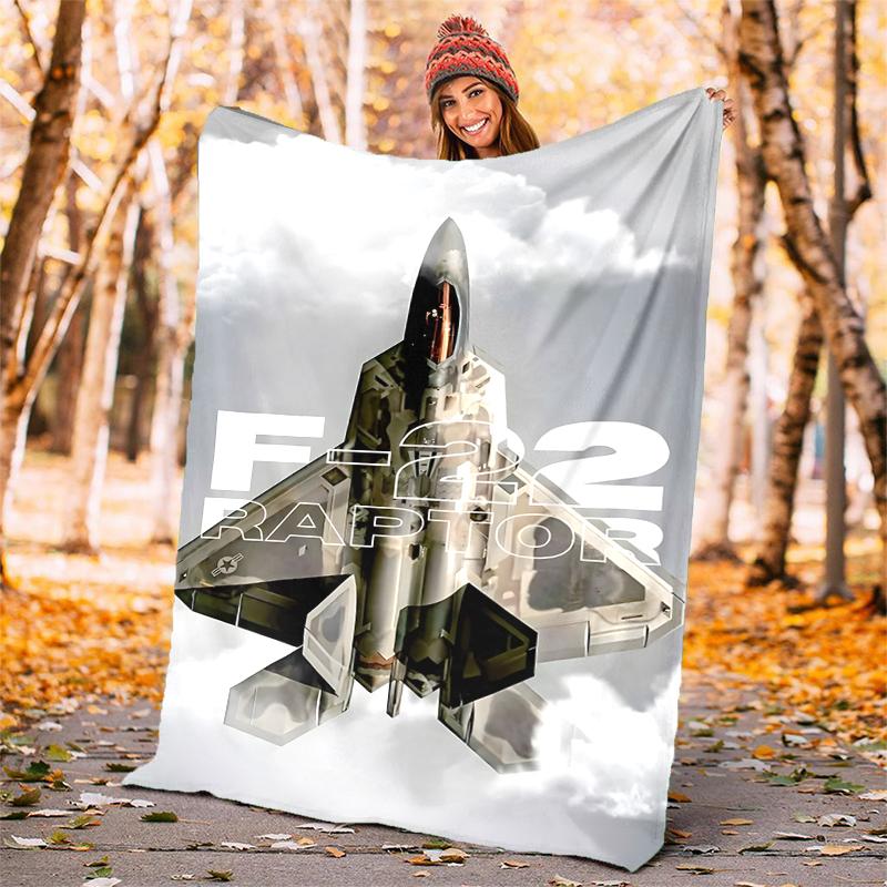 Flaneldecke mit Flugzeugmotiv, Weich, Warm, Ganzjahres-Überwurf, Design für Camping, Autoreisen, Wandern, Sofa, Bett, Büro, Perfektes Geschenk für Partys