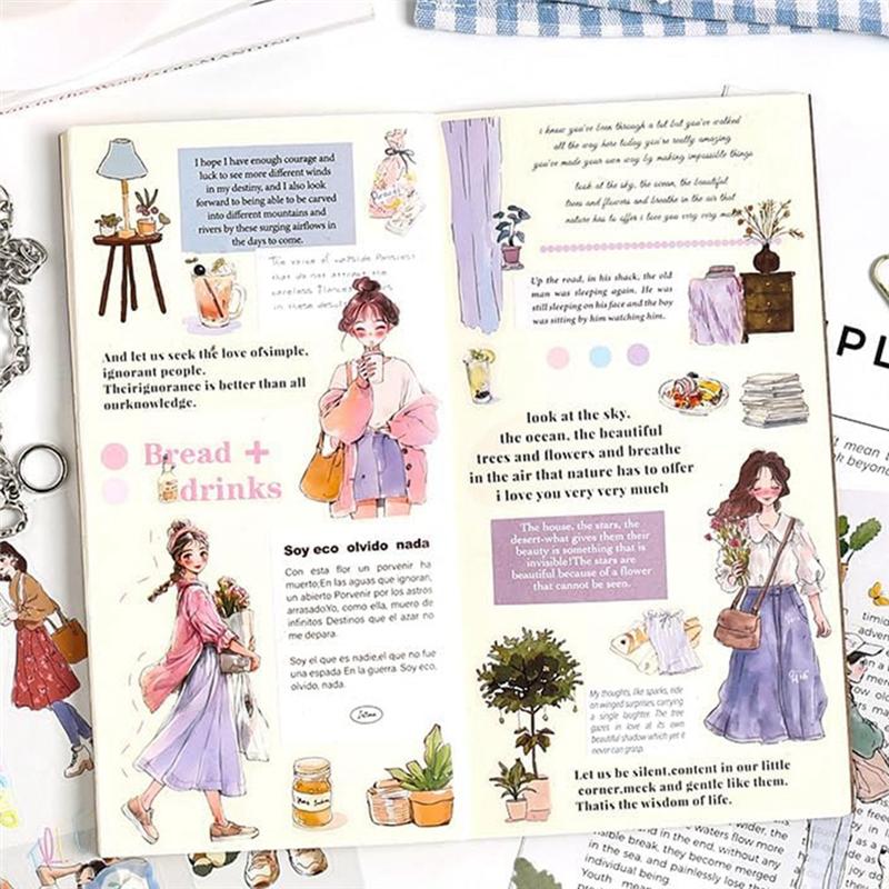 Women Journal Sticker Book, PET People Stickers For Journaling, Scrapbook, Junk Journal Supplies Dream Harbor