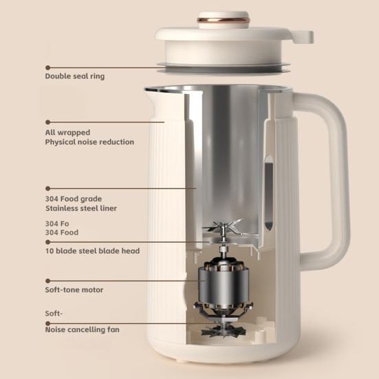 Aparat pentru lapte de soia 1200ml Mașină automată pentru lapte de nuci cu 12 lame Eficient Grinder pentru lapte de soia pentru lapte vegetal de casă