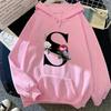 Autumn Winter Womens Hoodies Casual Letters A-Z Printing Sweatshirts Sportswear Outdoors Sports Jogging Woman Clothing New Tops