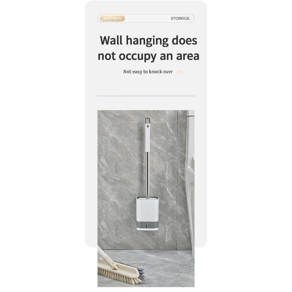 WORTHBUY Long Handle Plastic Toilet Brush With Drain Base Punch-Free Wall Mounted WC Toilet Cleaning Brush Bathroom Accessories
