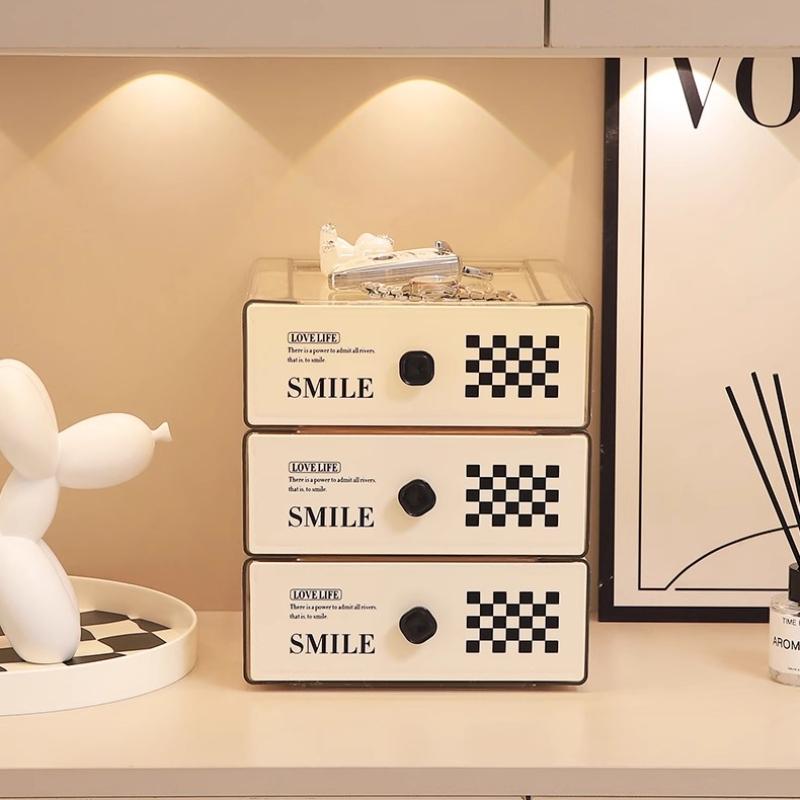 Desktop Drawer Storage Box Organizer Living Room Trable Decoration Luxury Cosmetics Makeup Key Stackable Storage Case Rack Set