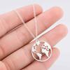 Women Hollow Map Pattern Necklace Lady Girl Round Neck Pendant Plating Copper Jewelry