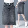 Frühling Sommer Übergröße Rock für Damen Hohe Taille Große Größe Schlitz Jeansröcke Schlank Femme