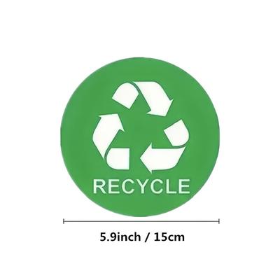6pcs 5.9-Inch Round Trash Can Label Stickers-Green Recyclable,Black Waste,Sorting Adhesive Stickers,Waste Indicator Sign Sticker