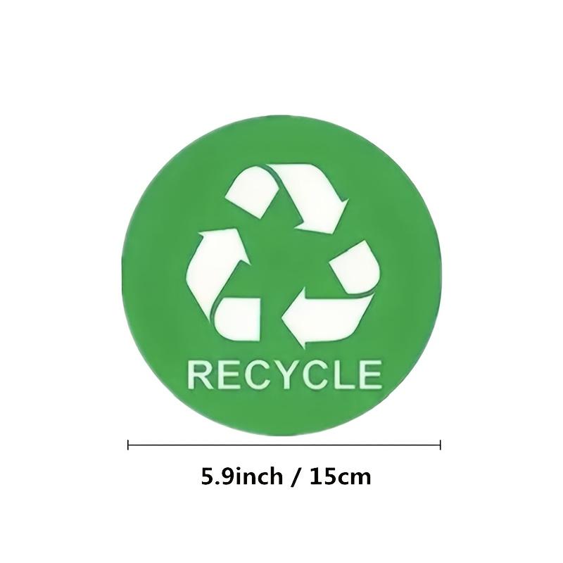 6pcs 5.9-Inch Round Trash Can Label Stickers-Green Recyclable,Black Waste,Sorting Adhesive Stickers,Waste Indicator Sign Sticker