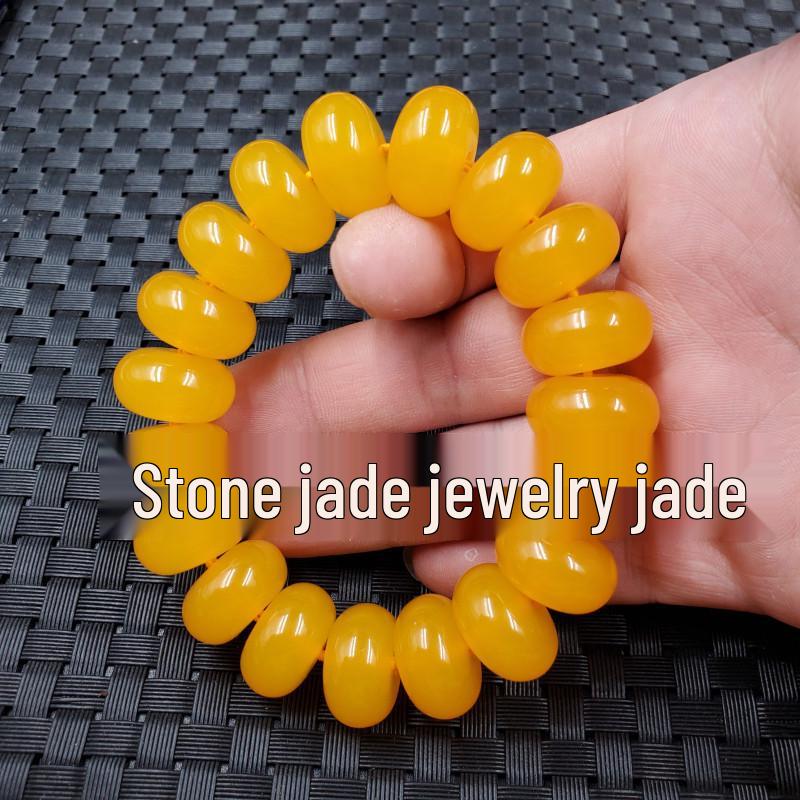 Imitation Beeswax Abacus Bead Bracelet with Amber Clasp