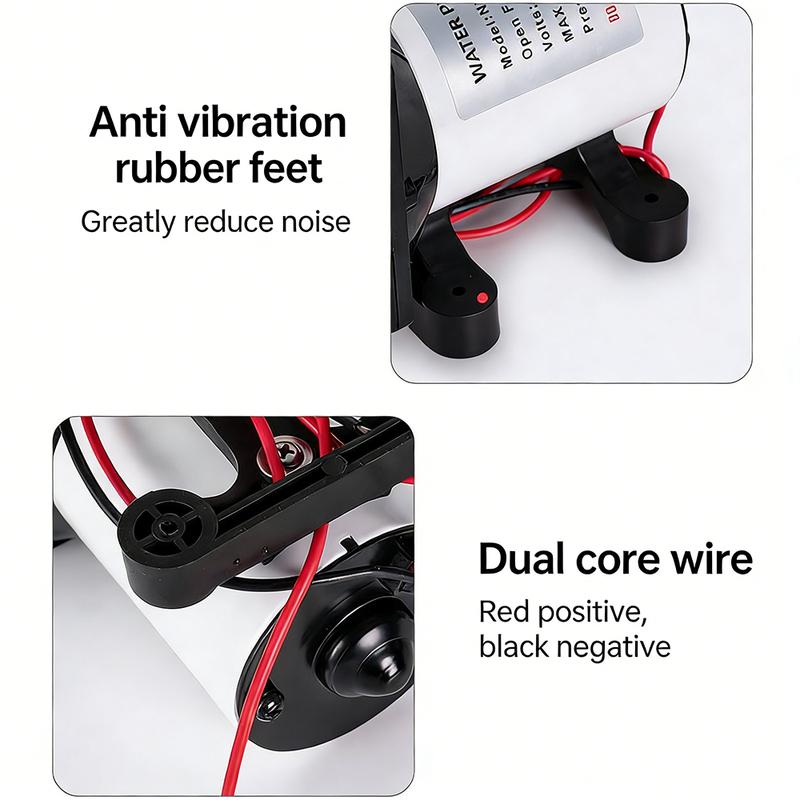 RV Water Pump - 12V/24V Self-priming Booster Pump - Horizontal Marine DC Miniature Electric High-pressure Diaphragm Pump