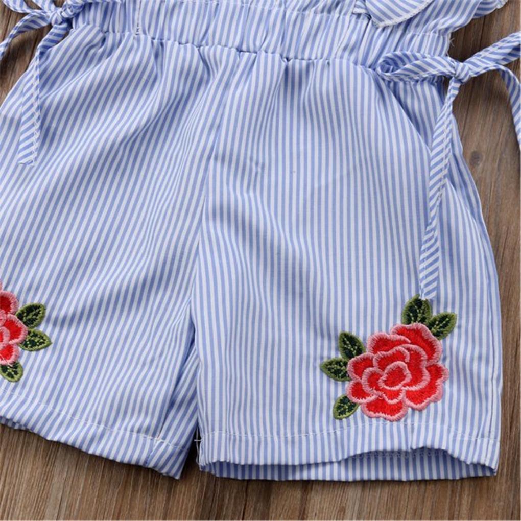 Baby Romper Embroidered Striped Jumpsuit Girl Summer Sleeveless Outfit