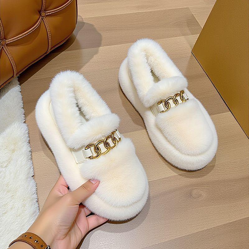 Women's lightweight comfortable thick sole cold warm padded snow boots non-slip wear-resistant outdoor sports hairy Lefebvre cotton shoes