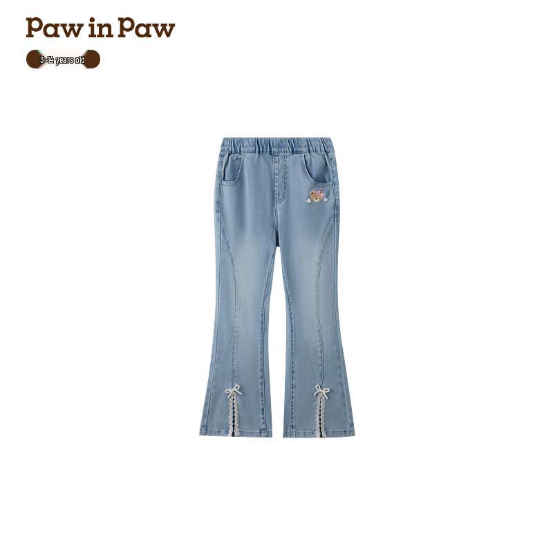 PawinPaw Girls  Cartoon Bear Denim Flare Pants 140