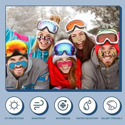 Adesivos faciais anticongelantes, adesivos de proteção facial e nasal para esportes de esqui de inverno, anti-vento, sol e frio