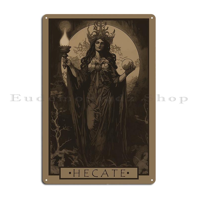 Hecate IBERIAN Metal Plaque Retro Cinema Designing Wall Decor Cinema Iberian Hecate Goddess of Magic Art Tin Sign Poster