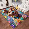 Joyful Colorful Dog with Flowers Carpet Yoga Living Room Room Decor Children's Crawling Mat Doormat Area Rug Games Mat