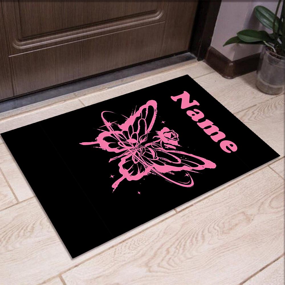 Custom Name Butterfly Printed Carpet,Rug for Office Chair Living Room Bedroom Kitchen Room Decor Gifts.