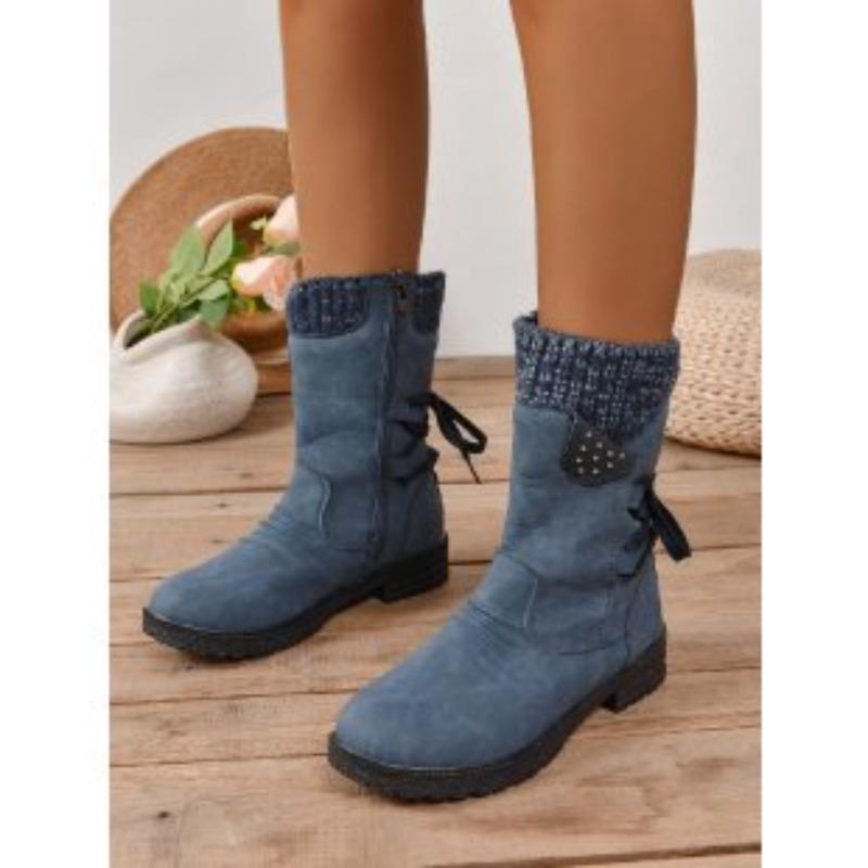 Fashion Versatile Side Zip Short Low Heel Boots Women's Shoes