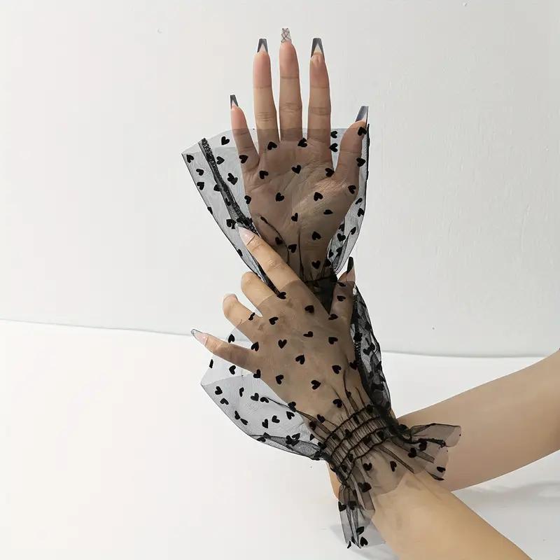 Elegant Thin Lace Fake Flare Sleeve Detachable Tulle Elastic Sweater Mesh Cuffs Wristband Clothing Decorative