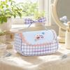 Cake Bowknot Large Bow Pencil Case Plaid Grids Cloth Stationery Bag  Stationery Supplies