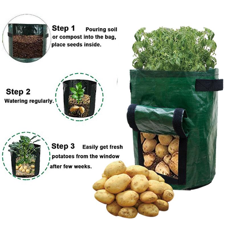 1PC Garden Potato Grow Bag PE Fabrics Gardening Thicken Pot Vegetables Planter Tub with Handles and Access Flap