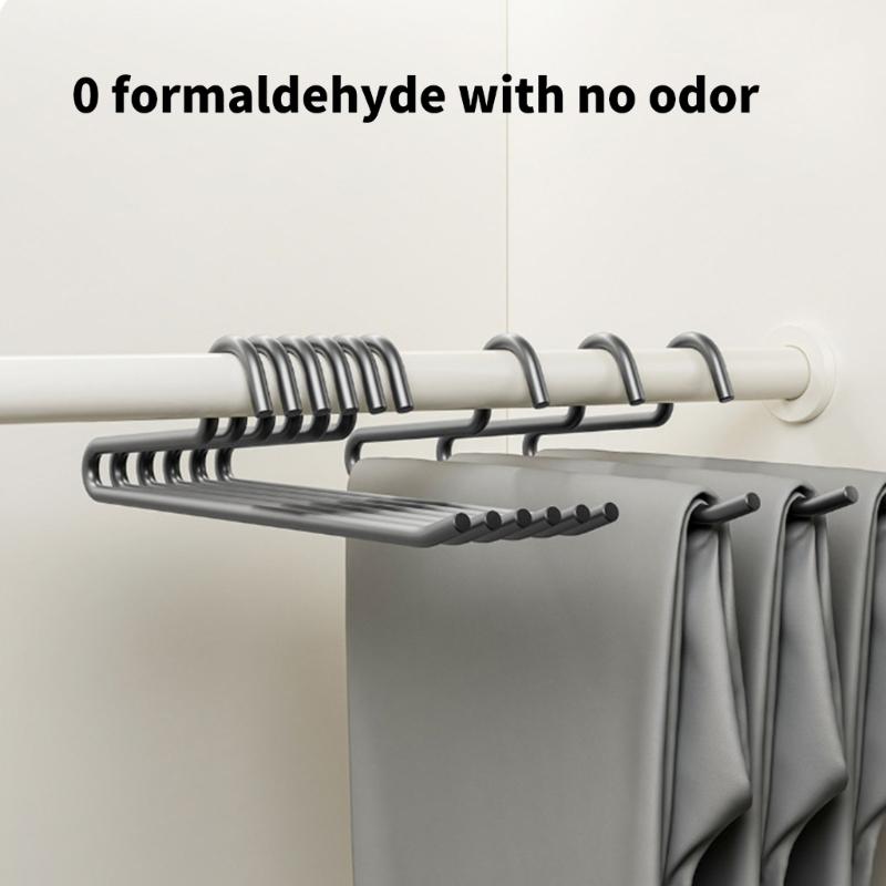 Grip Focused Z Form Trouser Hanger 5 Pack, Metal Closet Rail Holder for Pants Storage and Daily Closet Clothing Order