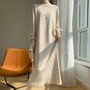 Autumn and winter new fashion knitted inner dress women's fringed semi-turtleneck sweater bottoming long dress tide