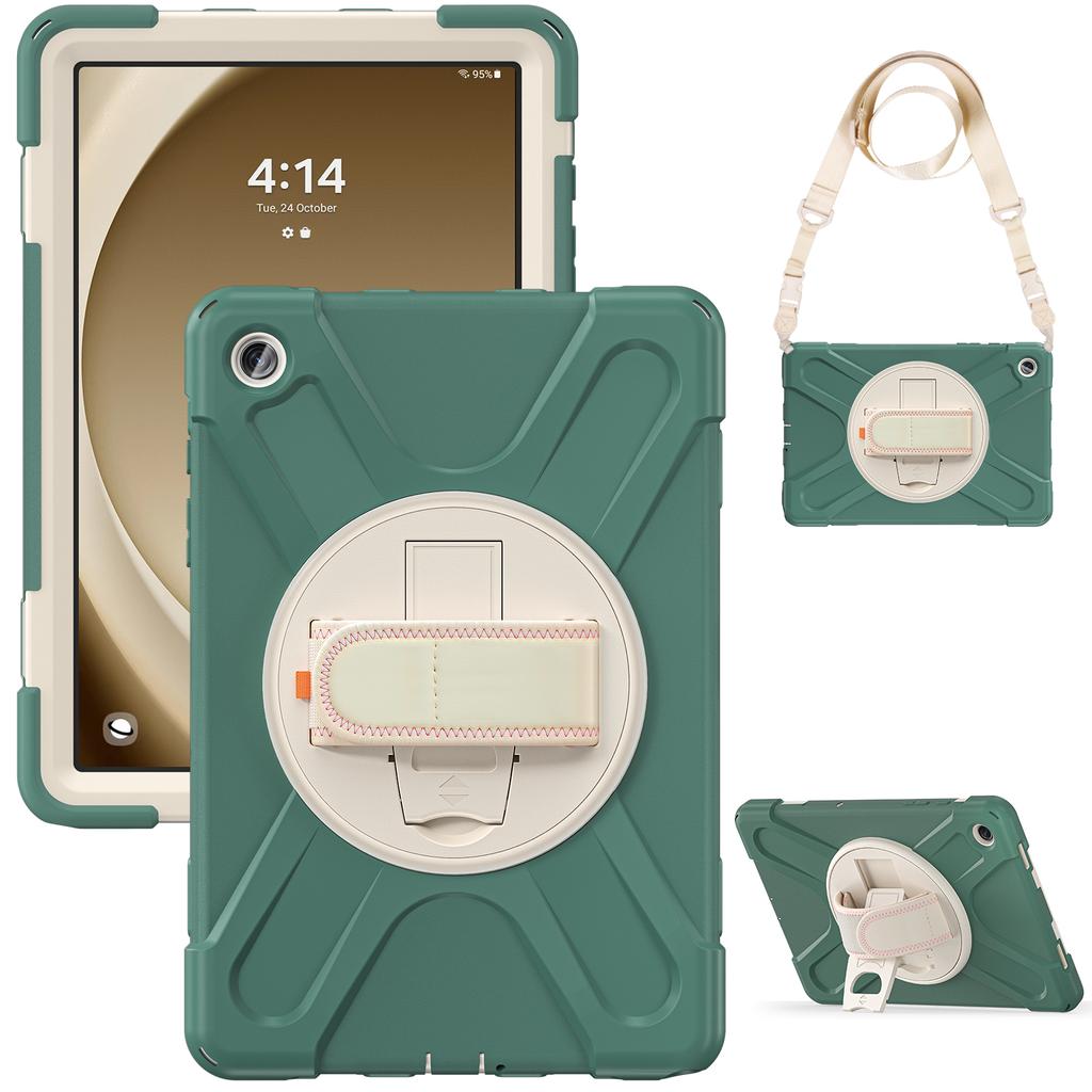 Rugged Case for Samsung Galaxy Tab A9 Plus 2023 11.0 Inch SM-X210 X215 X216B 360 Rotating Stand Cover with Hand & Shoulder Strap