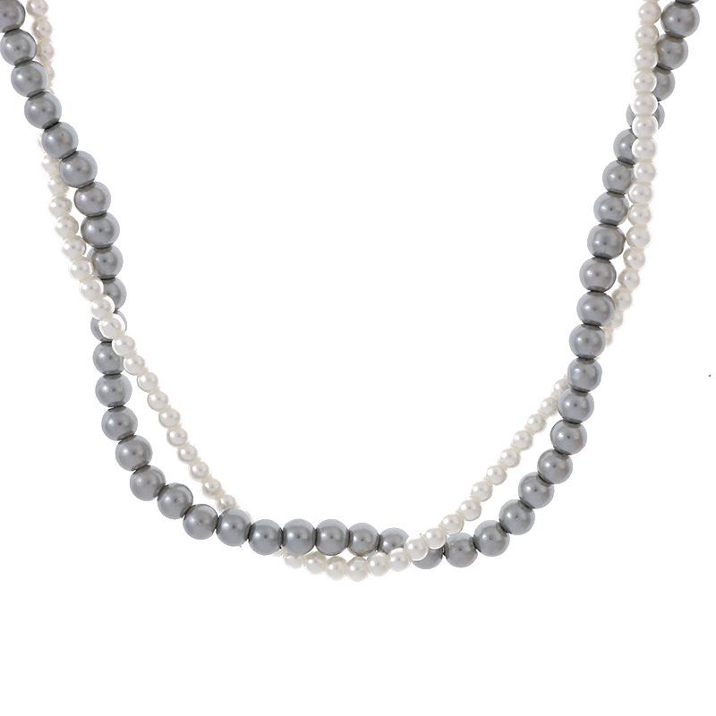 Colier Perle Răsucite Alb Gri NK-116 - Choker Chic cu Stil Parfumat pentru Femei, Alegere Fierbinte Trendy a Celebrităților de pe Internet